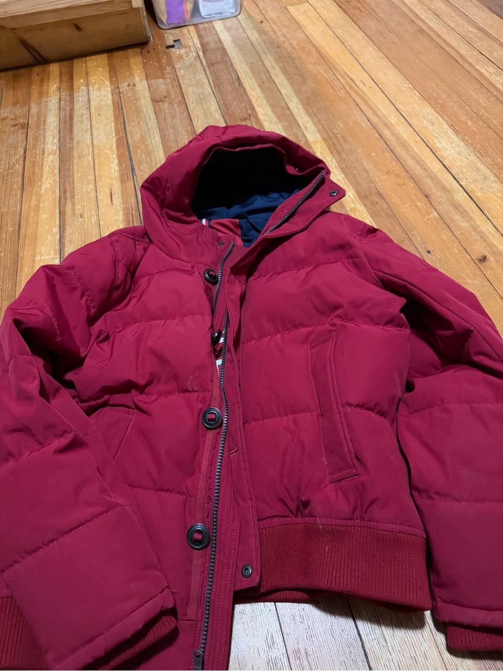 Tommy Hilfiger Red Puffer Jacket with Hood
